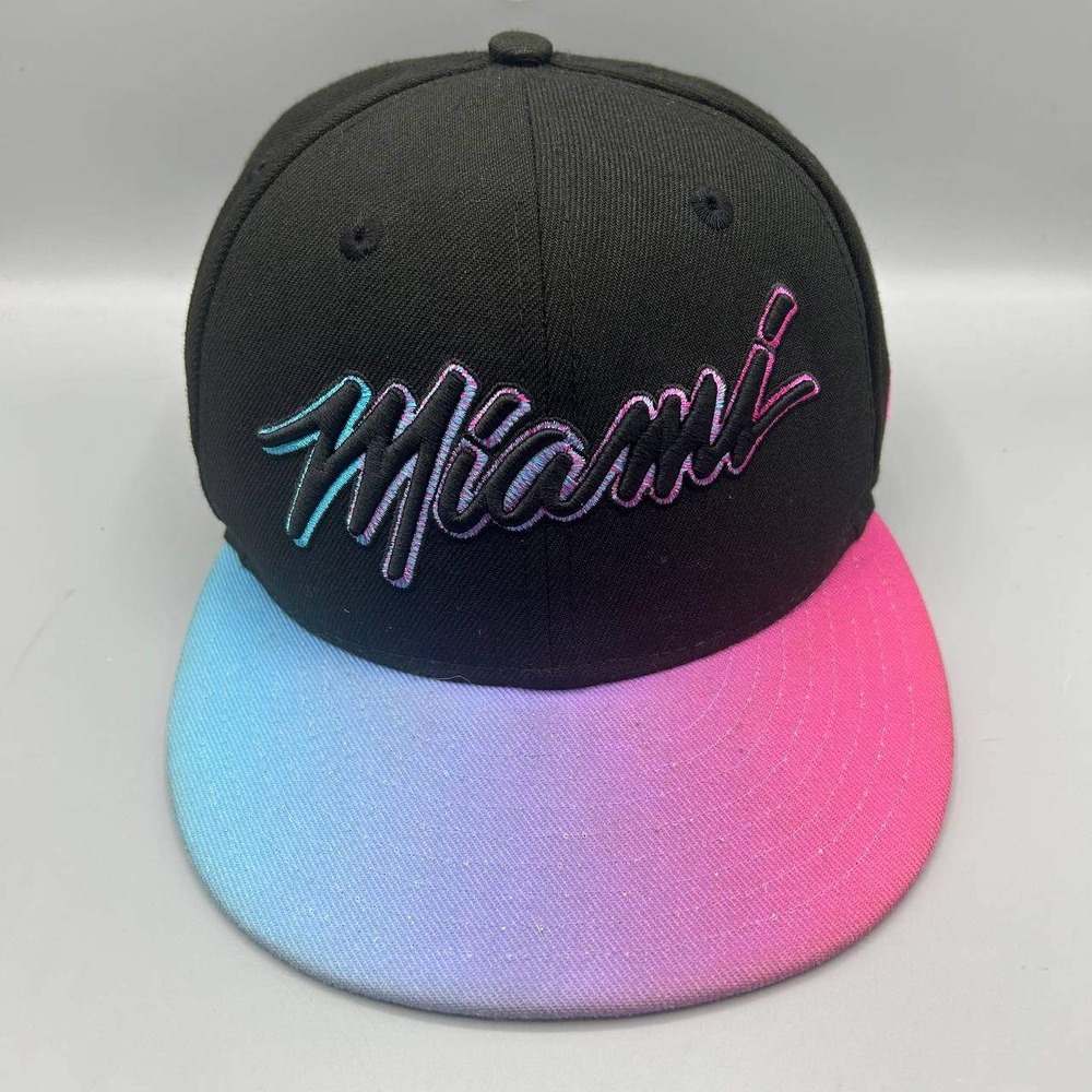 Miami Heat NBA Hat Men Black Embroidered 9Fifty New Era Snap Back Cap